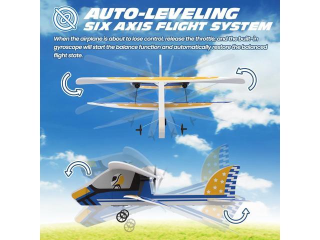 DEERC RC Plane, 2.4GHZ Remote Control Airplane W/ 3 Batteries & 6-axis Gyro Stabilizer, 2CH RTF RC Glider Toy for Beginners Kids Boys Girls Adults