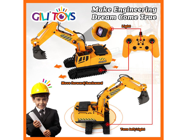 RC Toys Construction Excavator Car: Kids Birthday Gift for Boys Girls 4 5 6 7 8 9+ Year Old Truck Dump Best Toddler Sand Play Vehicles Set Age 4-8