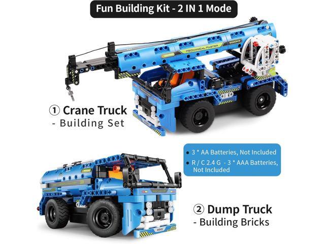 Remote Control Building Toys for 7-9 Year Old Boys, 2-in-1 Technic Vehicle Building Kits for Kids 8-12, Construction Erector Set Crane Truck Build...