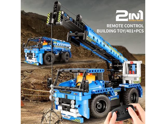 Remote Control Building Toys for 7-9 Year Old Boys, 2-in-1 Technic Vehicle Building Kits for Kids 8-12, Construction Erector Set Crane Truck Build...