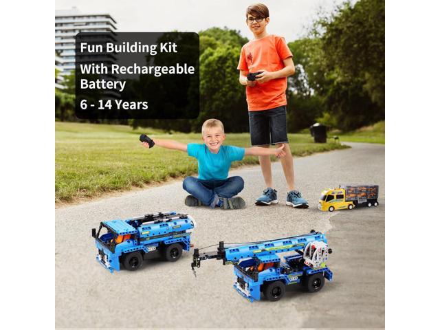 Remote Control Building Toys for 7-9 Year Old Boys, 2-in-1 Technic Vehicle Building Kits for Kids 8-12, Construction Erector Set Crane Truck Build...