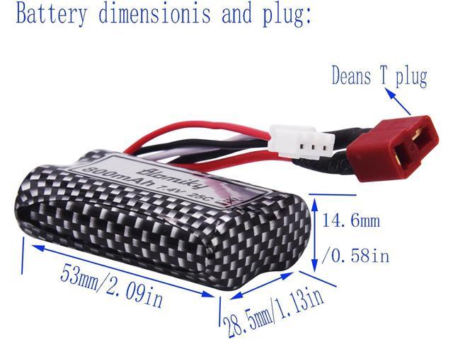 Blomiky 2 Pack 7.4V 800mAh 2S Li-ion 15C Battery with T Plug and Cable Compatible with BEZGAR 5 HM162 HM161 and 9145 1:20 Remote Control Truck RC...