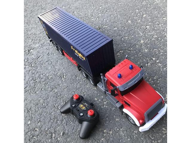 RC Semi Truck with Trailer - 22.5 Inch Semi Truck Toy for Kids, Carrier Van Transport Vehicle with 2 Rechargeable Batteries, 1:24 Container Truck...