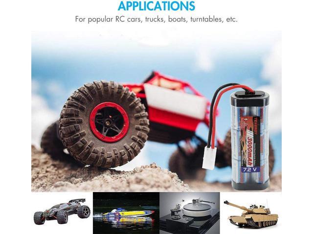 Tenergy 7.2V RC Battery Pack 3000mAh High Capacity 6-Cell NiMH Flat Battery Pack w/Standard Tamiya Connector + 7.2V-12V (6S-10S) Universal Battery...