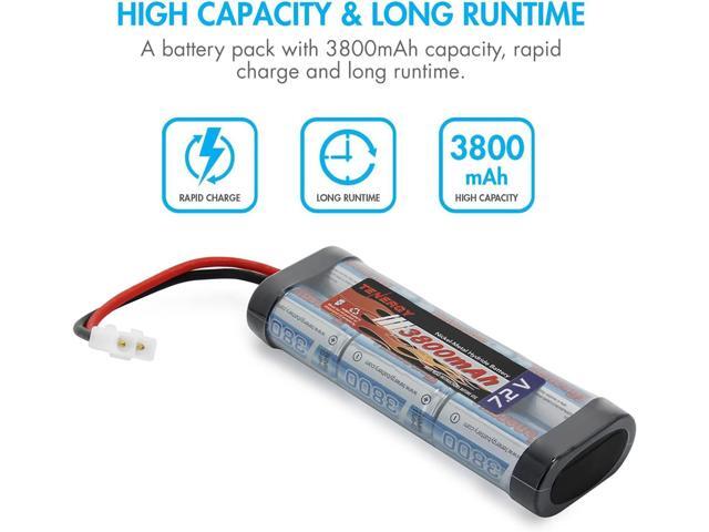 Tenergy 7.2V RC Battery Pack 3000mAh High Capacity 6-Cell NiMH Flat Battery Pack w/Standard Tamiya Connector + 7.2V-12V (6S-10S) Universal Battery...