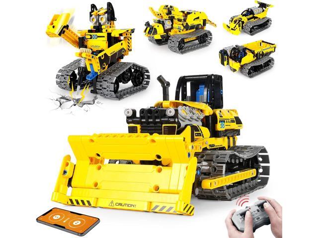 5 in 1 STEM Robot Toy Building Kit, 452 PCS Blocks App & Remote Control Engineering Toys Robotics for Kids Ages 8-12, RC Bulldozer Erector Sets for...