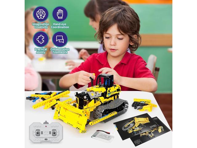 5 in 1 STEM Robot Toy Building Kit, 452 PCS Blocks App & Remote Control Engineering Toys Robotics for Kids Ages 8-12, RC Bulldozer Erector Sets for...