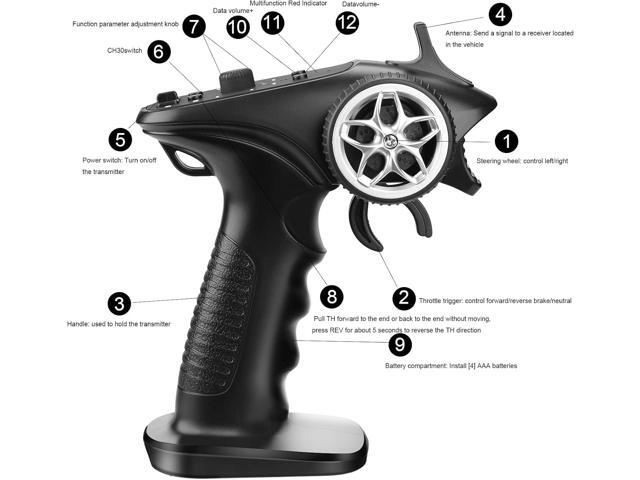 2.4ghz RC Controller 4CH RC Remote and Receiver Digital Radio Transmitter for 18 110 116 132 RC Car Boat Tank Crawler GA-4H-TX (Transmitter and...
