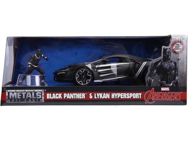 Rubber Marvel Black Panther & Lykan Hypersport Die-cast Car, 1:24 ScaleVehicle & 2.75 Collectible Figurine