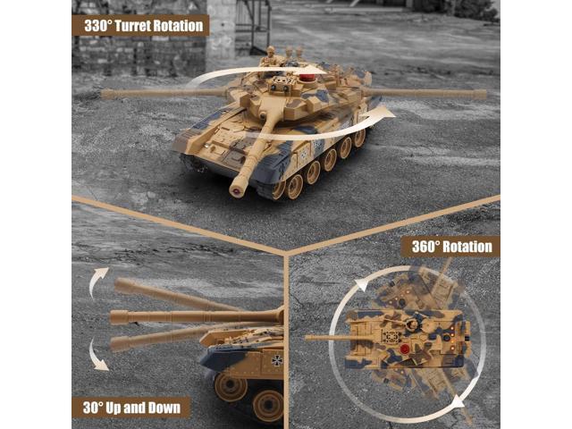 Fistone RC Battle Tank Set, 1/24 Scale 2.4G Remote Control T90 Tank and Leopard Battle Tank with Realistic Sounds, Lights, Life Indicators and...