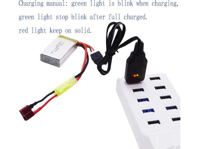 Blomiky 2 Pack 7.4V 850mAh 6.29Wh Li-PO Rechargeable Battery with Mini Tamiya Plug fit for 1/18 Scale 9310 9300 9301E 9302E 9303E 9034E 9305E RC...