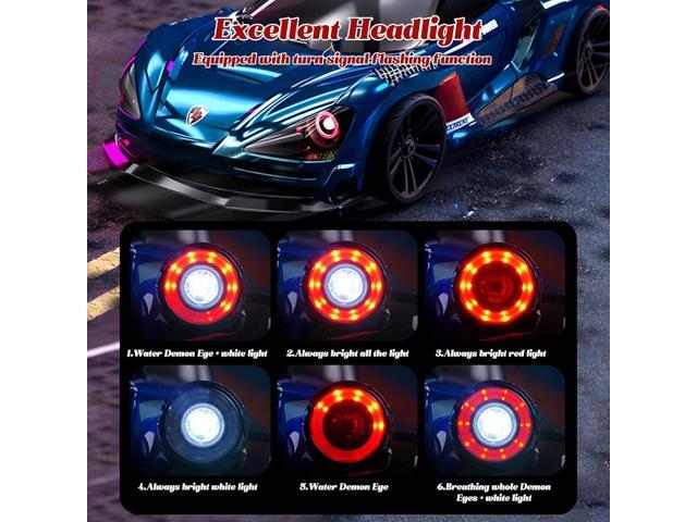 Remote Control Car RC Drift Car, 1:16 Rechargeable High Speed RC Cars Toys 4WD 2.4GHz Full Scale Blue RC Racing Cars with LED Lights Two Batteries...