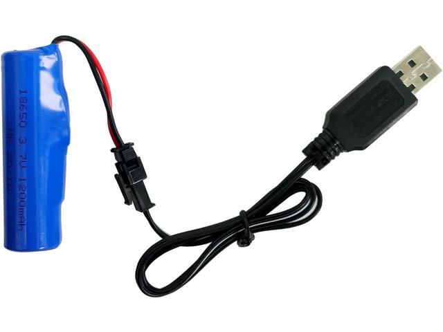 3PCS 3.7V 1200mAh Lithium Battery with 3PCS USB SM Charger for DE45 DE42 Remote Control Car 1:14 Off-Road Vehicle Four-Wheel Drive High-Speed...