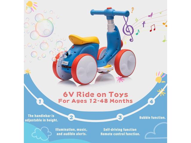 6V Electric Baby Balance Bike with Bubble Machine,4 in 1 Toddler Balance Bike w/Remote for 1 Year Old Boys Girls Kids Bubble Bike Ride on Toys...