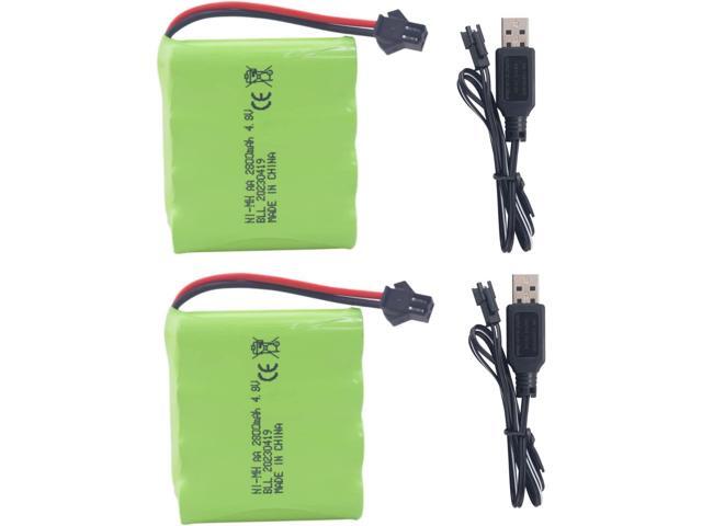 Fytoo 2PCS 4.8V 2800mah AA Rechargeable Battery with SM-2P Plug with USB Charging Cable for E562 TD141 RC Car Toy car Battery SY-E511 Remote...