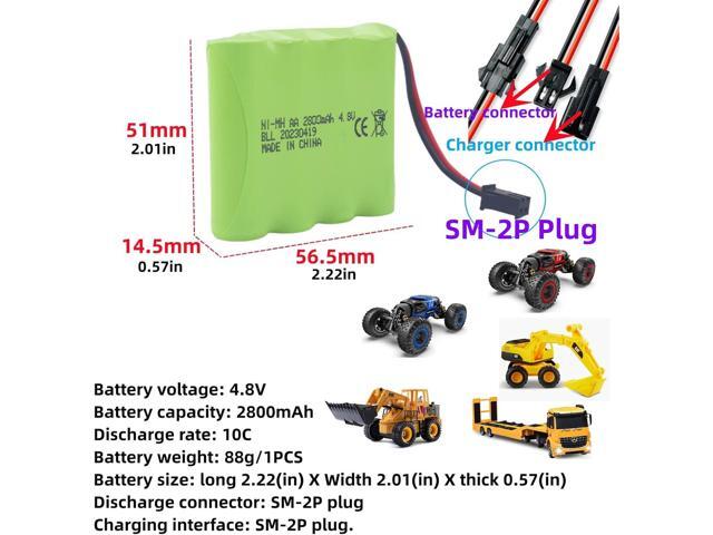 Fytoo 2PCS 4.8V 2800mah AA Rechargeable Battery with SM-2P Plug with USB Charging Cable for E562 TD141 RC Car Toy car Battery SY-E511 Remote...
