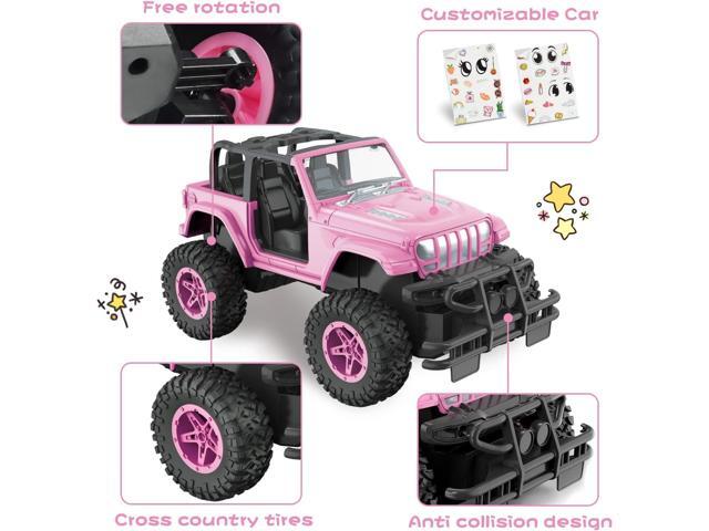 NQD Pink RC Cars 1:16 Scale with DIY Sticker, Remote Control Car for Girls, 80 Min Play 2.4Ghz Jeep RC Trucks,Little Girl Toys Gifts for 4-5 6-7...