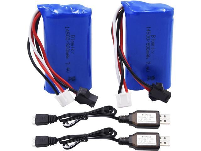 Blomiky 7.4V 600mAh Li-ion Rechargeable Battery Compatible with WPL C24 D12 RC Truck / D12 Battery 2
