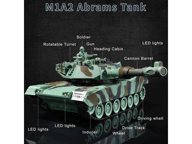 Remote Control Tank, RC M1A2 Abrams Army Tank Toy with Camouflage Body, 2.4Ghz 9-Channel RC Milirtary Vehicles with Realistic Sounds and Lights for...