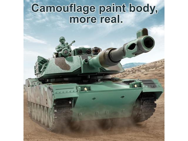 Remote Control Tank, RC M1A2 Abrams Army Tank Toy with Camouflage Body, 2.4Ghz 9-Channel RC Milirtary Vehicles with Realistic Sounds and Lights for...