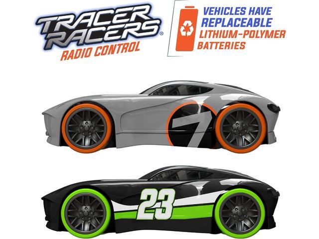 Remote Control Cordless Glow in The Dark High-Speed Super Loop Speedway Track Set with Two Cars for Dual Racing, Glow Blue