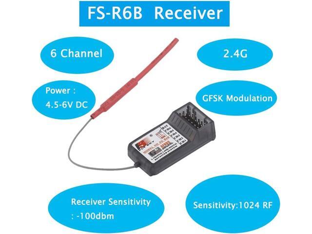 FS-R6B 2.4G 6 Channel Receiver Radio Model Remote Control Receiver for RC Car FS-i10,FS-i8,FS-i6X, FS-i6,S-TH9X,FS-T6,FS-CT6B,FS-T4B,...