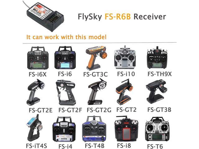 FS-R6B 2.4G 6 Channel Receiver Radio Model Remote Control Receiver for RC Car FS-i10,FS-i8,FS-i6X, FS-i6,S-TH9X,FS-T6,FS-CT6B,FS-T4B,...