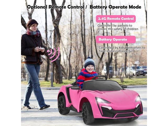 Costzon Ride on Car, 12V Battery Powered Electric Vehicle w/Manual & Remote Control Modes, LED Lights, Horn, Music, MP3, USB, TF, 3 Speeds, Spring...