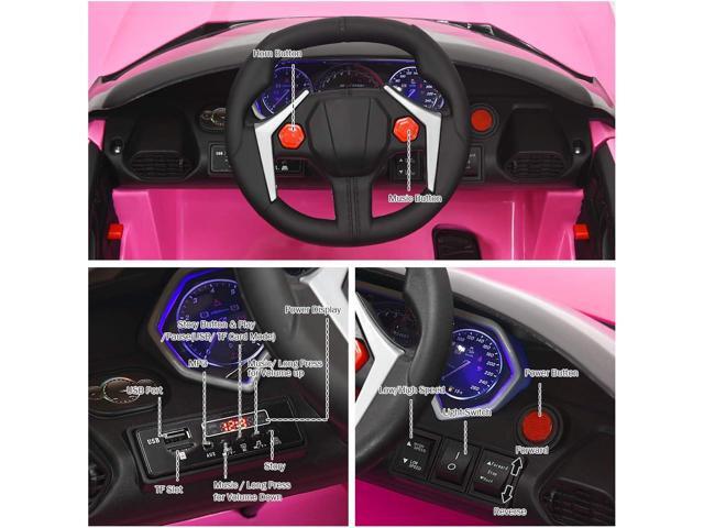 Costzon Ride on Car, 12V Battery Powered Electric Vehicle w/Manual & Remote Control Modes, LED Lights, Horn, Music, MP3, USB, TF, 3 Speeds, Spring...