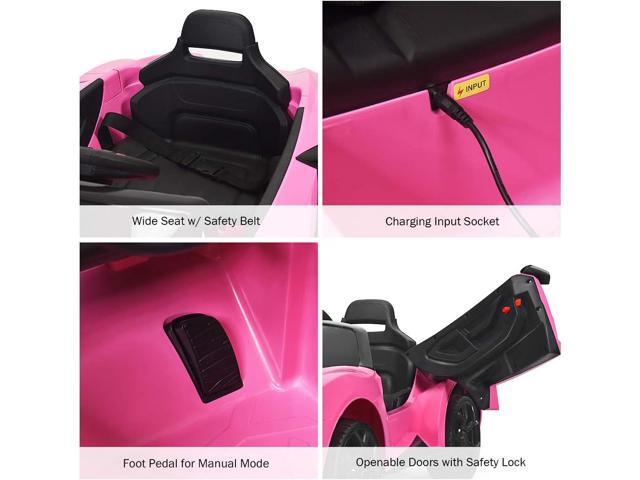 Costzon Ride on Car, 12V Battery Powered Electric Vehicle w/Manual & Remote Control Modes, LED Lights, Horn, Music, MP3, USB, TF, 3 Speeds, Spring...