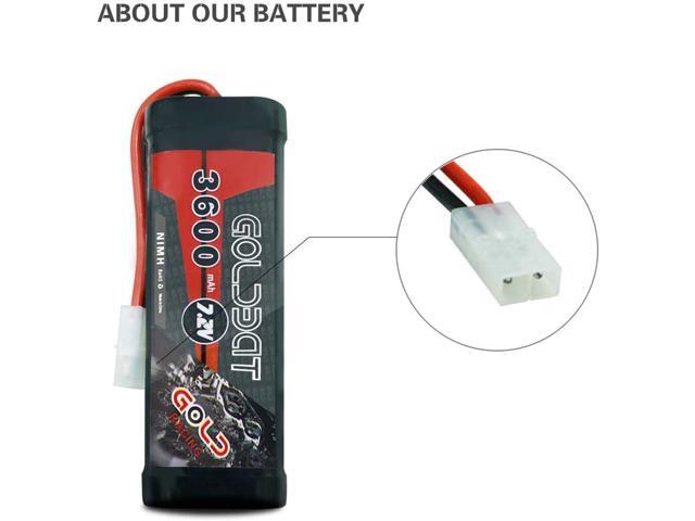 GOLDBAT 3600mAh 7.2V NiMH RC Battery with Tamiya Connector for for RC Evader BX Car Truck Truggy Buggy Tank Car Racing (3600-7.2V-Tamiya)