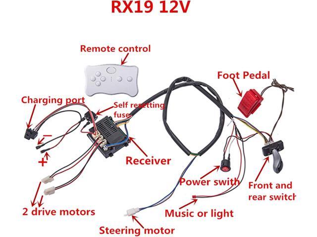 Kids Electric Cars 12V Wiring Harness Remote Control Circuit Borad Switch, Children Electric Ride On Car Accessories