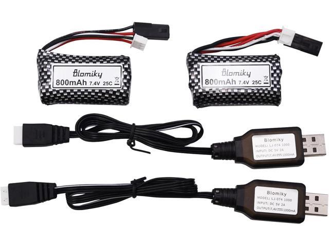 Blomiky 2 Pack 7.4V 800mAh Li-ion Rechargeable Battery with 5500 Plug Replacement for XLH 9135 9136 9137 9138 9145 9130 RC Truck 9135 Battery 2