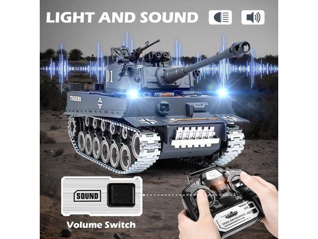 RC Tank, 1:18 Alloy Metal German Tiger I Remote Control Army Model Toys, 2.4Ghz RC Vehicle with Smoke, Sound and Lights, Military Tank That Shoots...
