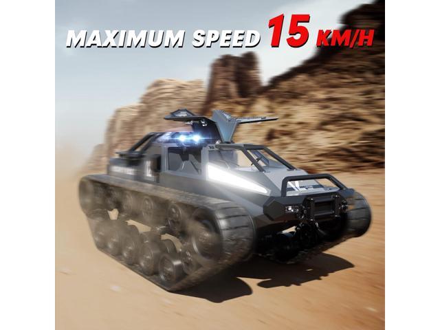RC Tank Car, 1:12 Remote Control Crawler 12KM/H High Speed Tank, 2.4Ghz RC Rock Crawler Off-Road 4WD 360°Rotating Drifting Car with Rechargeable...
