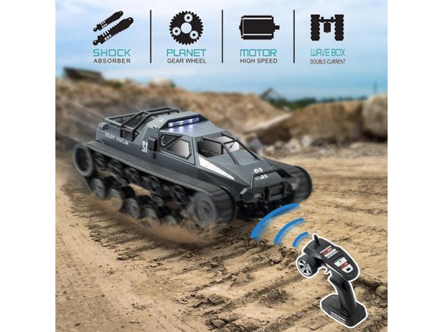 RC Tank Car, 1:12 Remote Control Crawler 12KM/H High Speed Tank, 2.4Ghz RC Rock Crawler Off-Road 4WD 360°Rotating Drifting Car with Rechargeable...