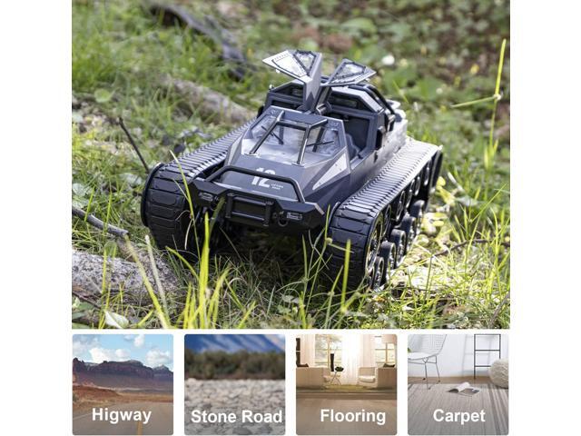RC Tank Car, 1:12 Remote Control Crawler 12KM/H High Speed Tank, 2.4Ghz RC Rock Crawler Off-Road 4WD 360°Rotating Drifting Car with Rechargeable...