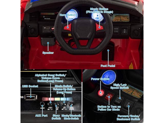 Costzon Ride on Car, 12V Fire Fighter SUV Vehicle w/Remote Control, Siren Flashing Light, Horn Music, Intercom, Spring Suspension, 3 Speeds,USB, 4...