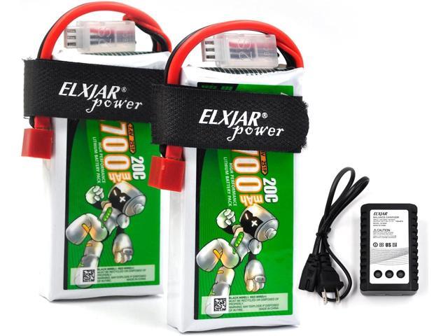 (2-Pack) 7.4V 2700mAh 20C Li-Po Battery Replacement for WLTOYS 12428 RC Car 1/12, Deans-T Plug with 2S Balance Charger