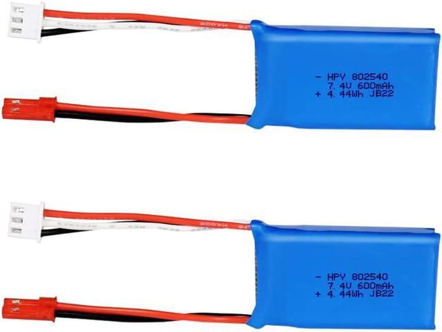 HPY 7.4V 2S LiPo Battery 20C 600mAH JST 2Pin Connector 20C Recharge Lithium Polymer for RC A560 Airplane/RC4GS V3/RC6GS V3/AT10II/AT9S Pro/T8FB RC...