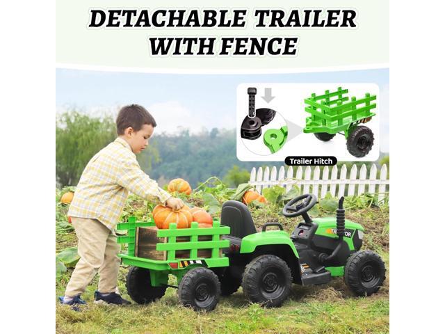 TOBBI Kids Electric Ride On Toy Tractor, 12v Battery-Powered 4 Wheels Ride On Car with Trailer, 35W Dual Motors/3-Gear-Shift/LED Lights/USB Audio...