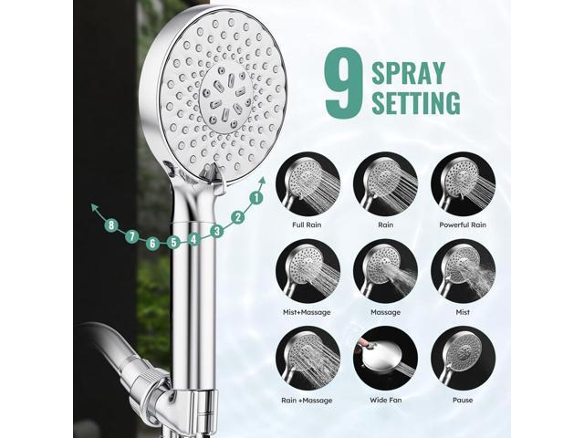 Filtered Shower Head with Handheld, High Pressure 9 Spray Mode Chrome Showerhead with Filters,detachable shower head,Water Softener Filters Beads...