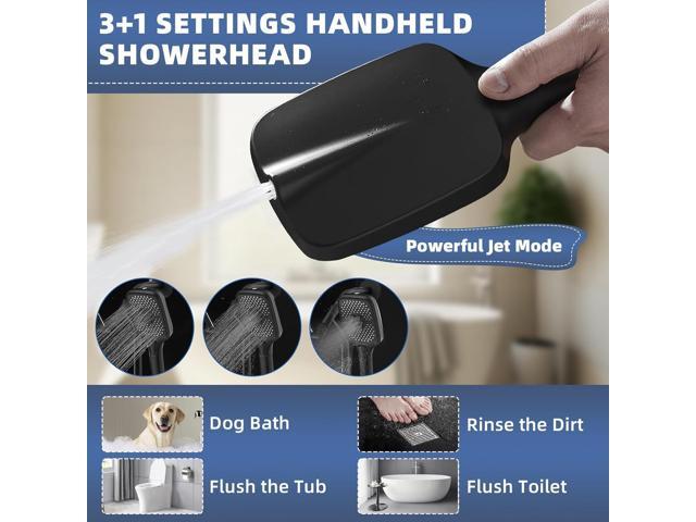 14' High Pressure Rain/Rainfall Shower Heads With Handheld Spray Combo (3+1 Settings & Built-in Power Wash Mode), Double/Dual Shower Head With...