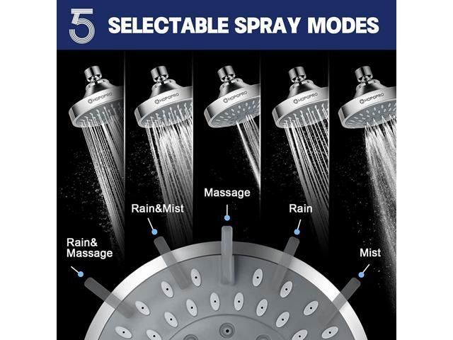 HOPOPRO 5-Mode High Pressure Shower Head - The Washington Post, NBC News, Today TV Show Recommended - High Flow Fixed Showerheads (4 Inch Chrome)