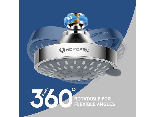HOPOPRO 5-Mode High Pressure Shower Head - The Washington Post, NBC News, Today TV Show Recommended - High Flow Fixed Showerheads (4 Inch Chrome)