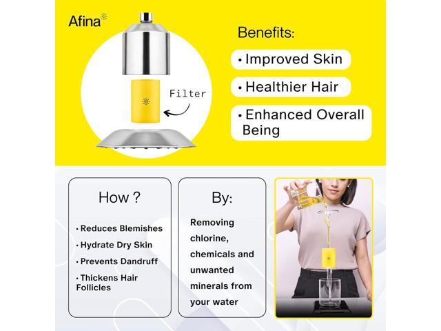 Afina Filtered Shower Head High Pressure Shower - Reduces Dry Itchy Skin, Dandruff, Eczema, & Dramatically Improves Condition of your Skin, Hair...