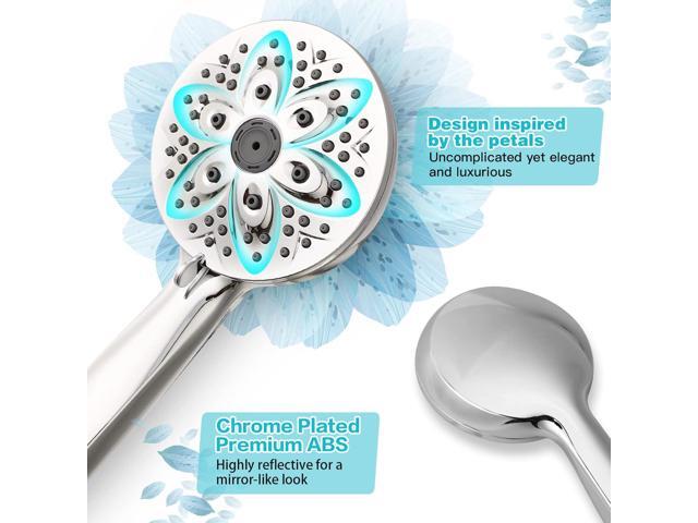 6-Setting Shower Head with Handheld, JDO High Pressure Hand held Shower Head, 4.7 Inch Chrome Detachable Showerhead Set with 59 Inch Stainless...