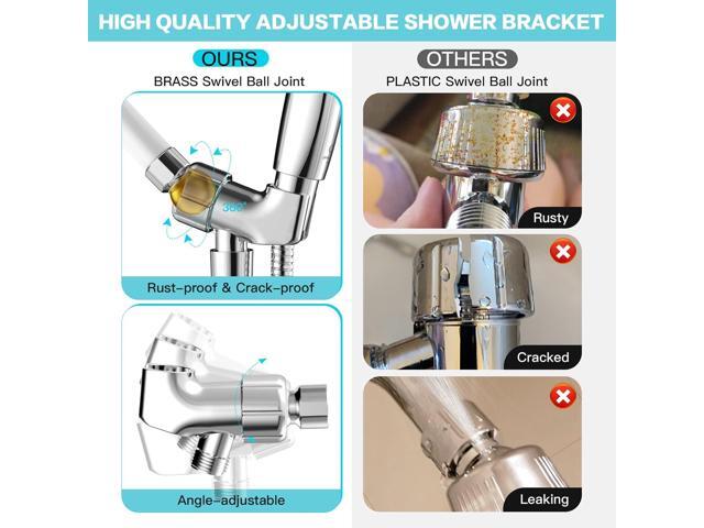 6-Setting Shower Head with Handheld, JDO High Pressure Hand held Shower Head, 4.7 Inch Chrome Detachable Showerhead Set with 59 Inch Stainless...