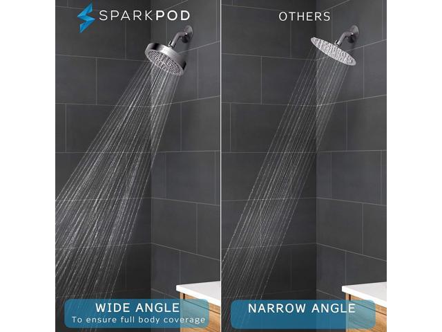SparkPod Shower Head - High Pressure Rain - Premium Quality Luxury Design - 1-Min Install - Easy Clean Adjustable Replacement for Your Bathroom...