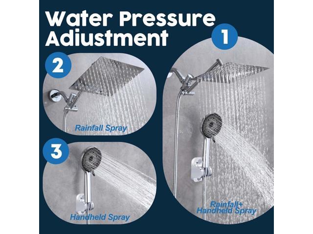 Shower Head,8Rain Shower Head with Handheld Spray Combo with 11'' Angle Adjustable Extension Arm/Flow Regulator/Shower System,High Pressure...
